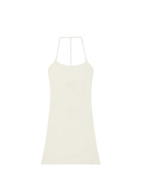 Rib knit strap mini Dress - White