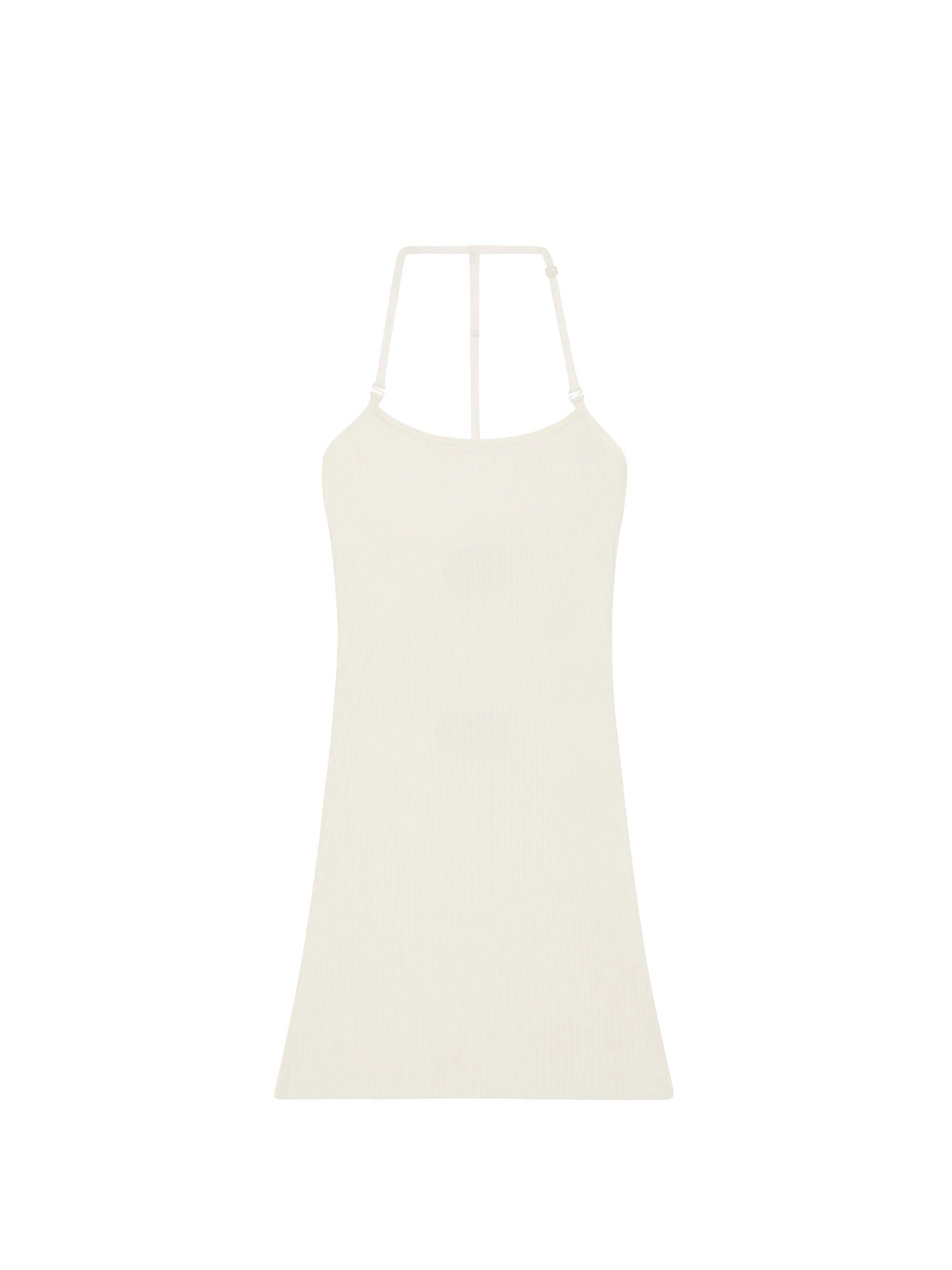 Rib knit strap mini Dress - White