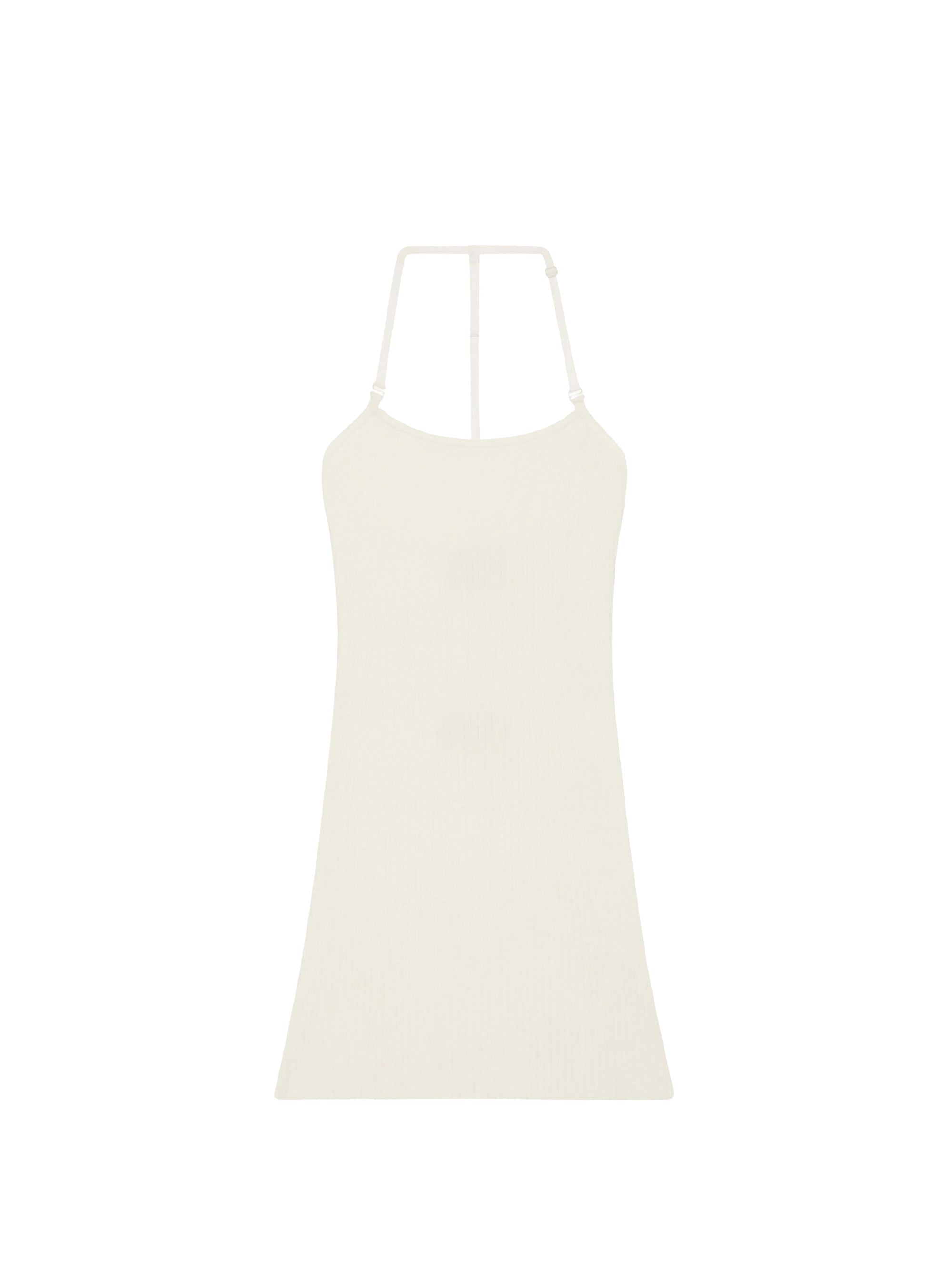 Rib knit strap mini Dress - Heritage White