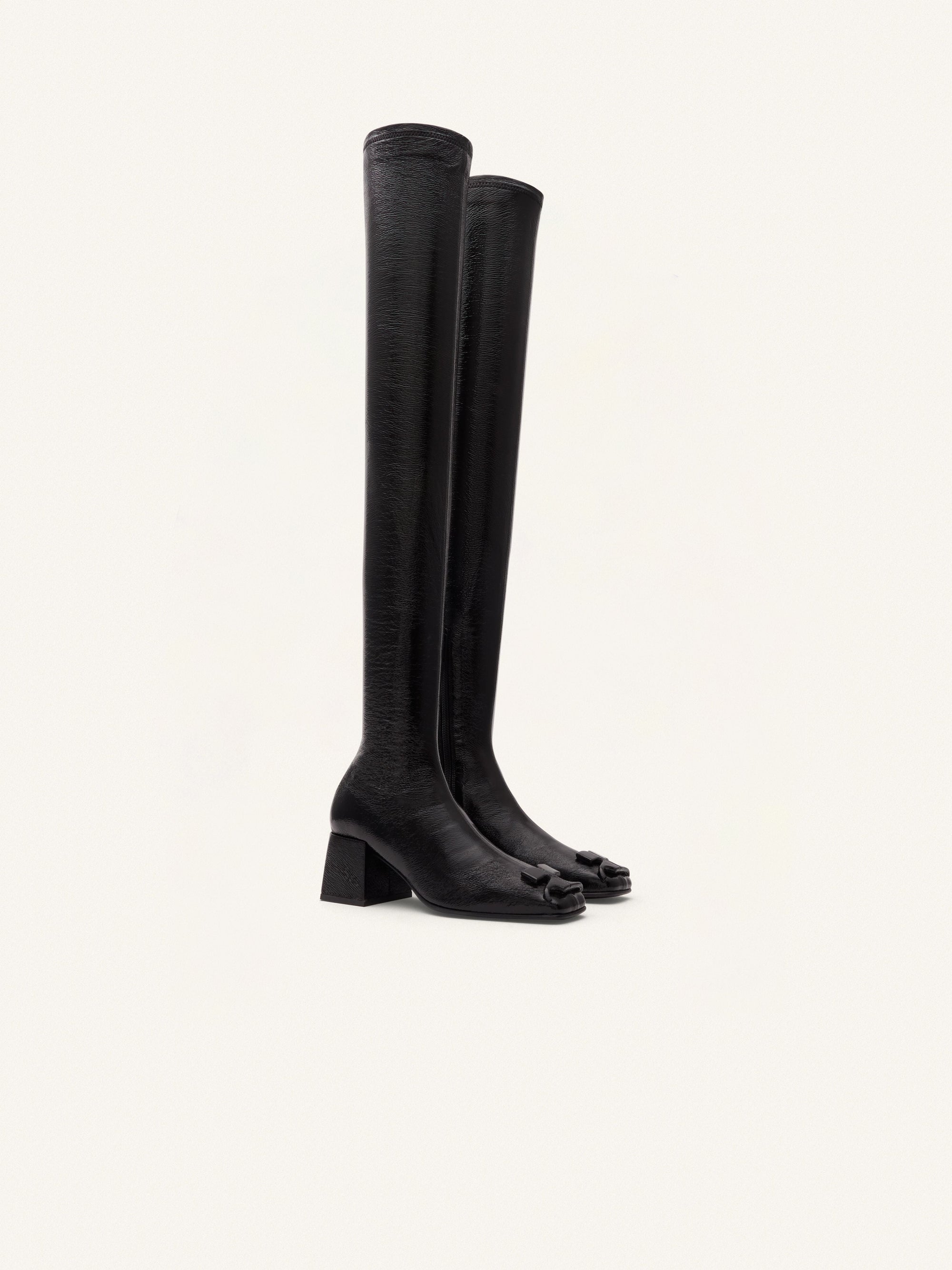 Heritage Vinyl Thigh-High Boots - Black