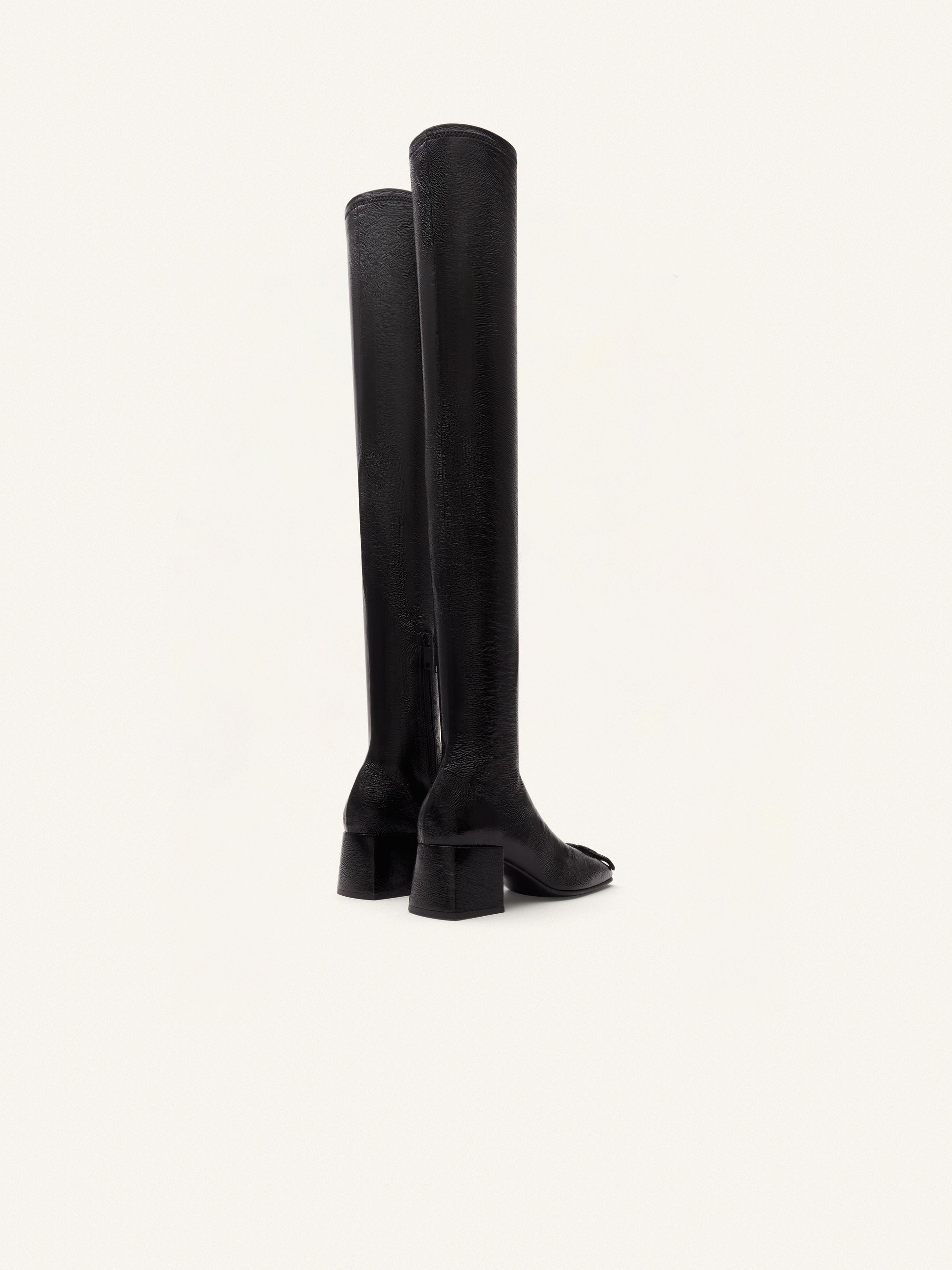 Heritage Vinyl Thigh-High Boots - Black