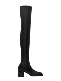 Heritage Vinyl Thigh-High Boots - Black