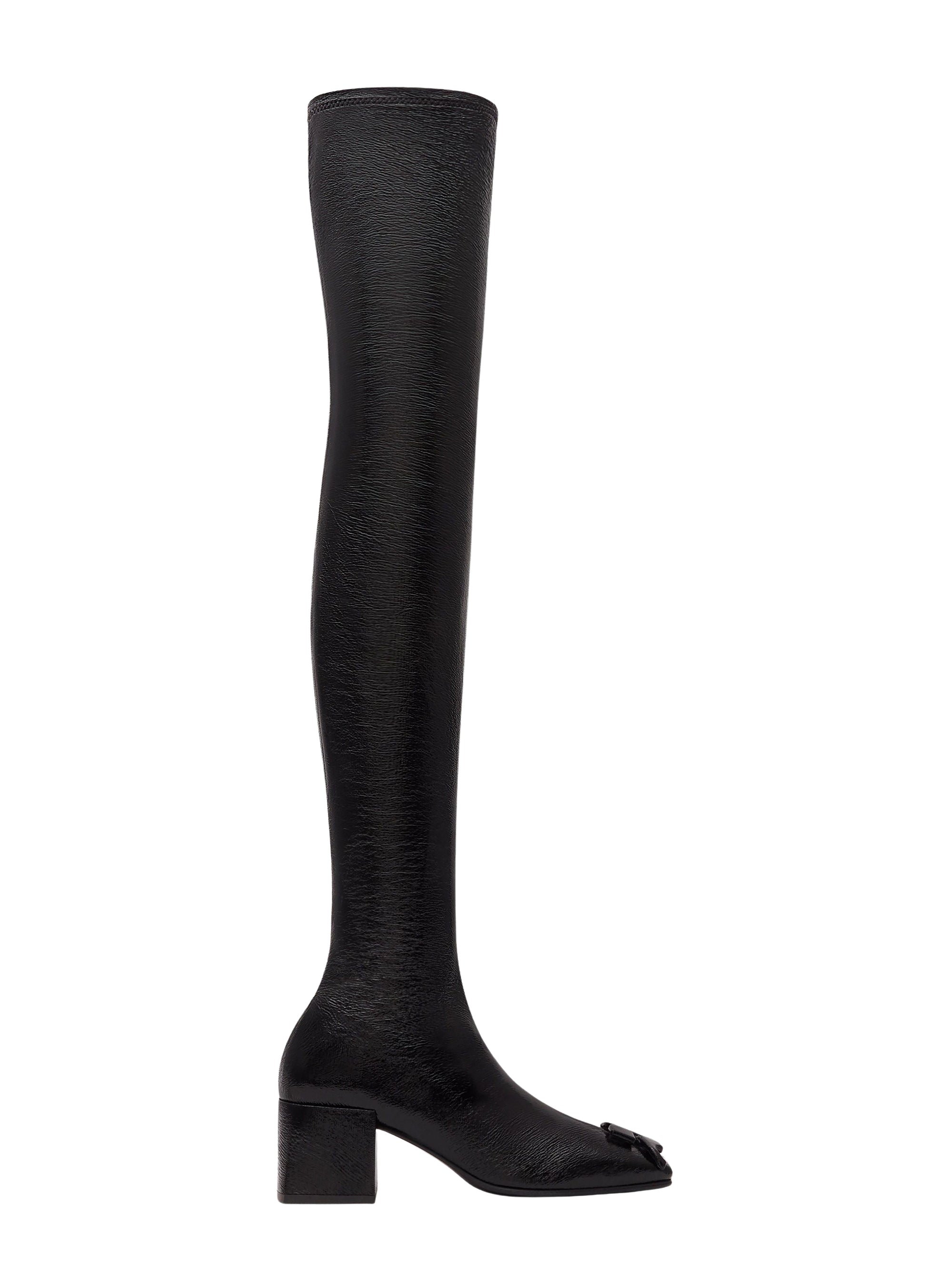 Heritage Vinyl Thigh-High Boots - Black
