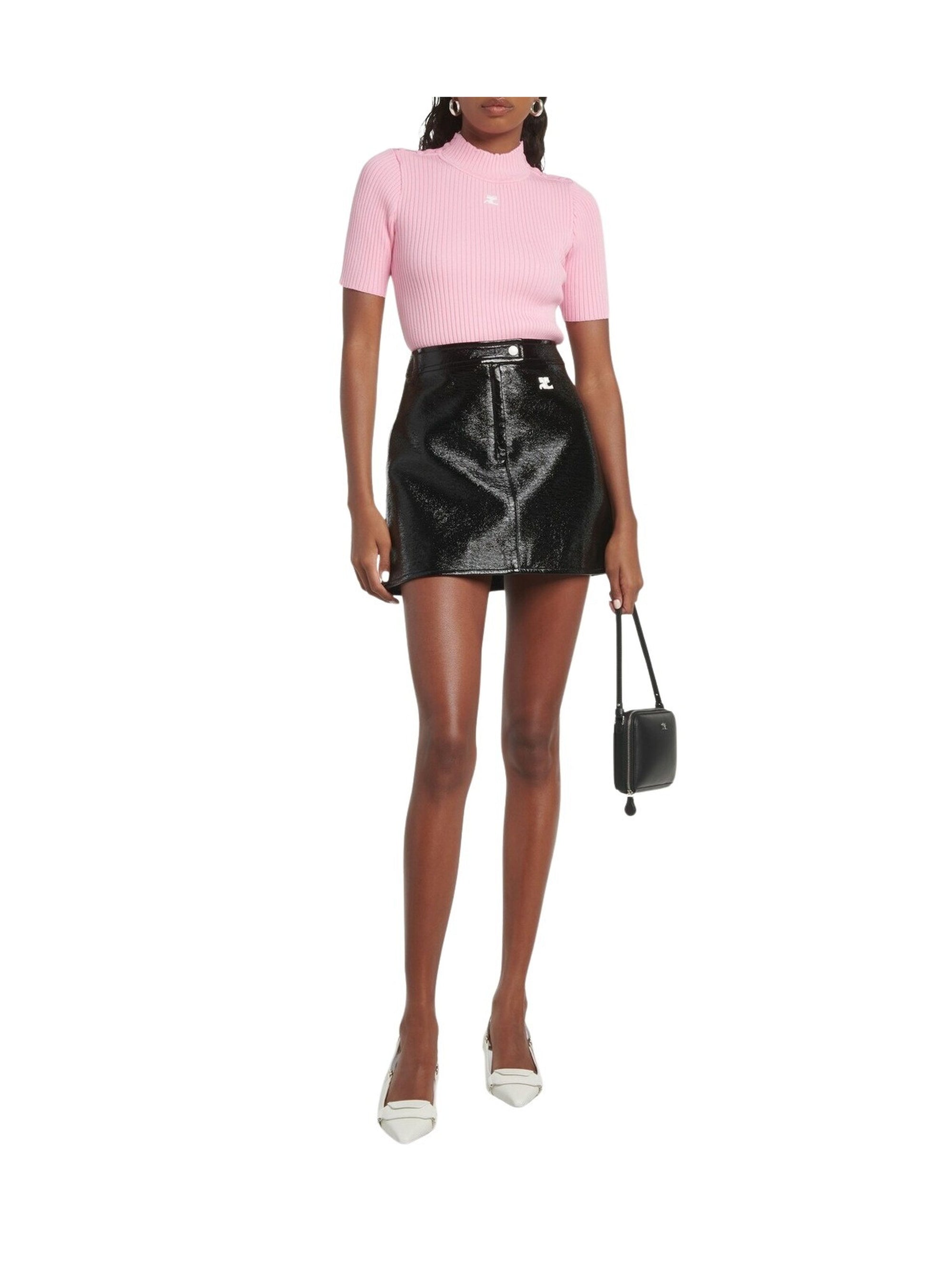 Rib knit cropped Sweater - Pink
