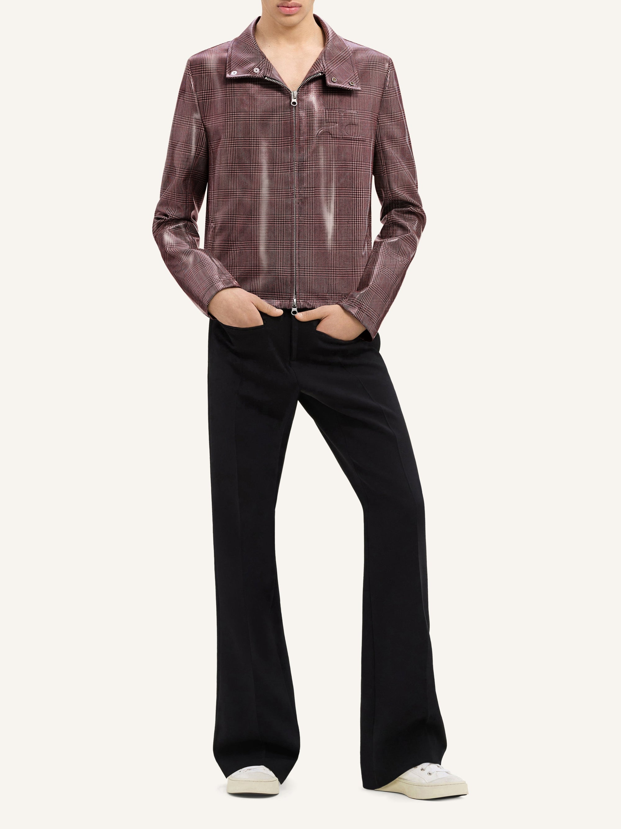 Vinyl prince of wales biker Jacket - Brown