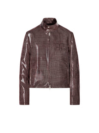 Vinyl prince of wales biker Jacket - Brown