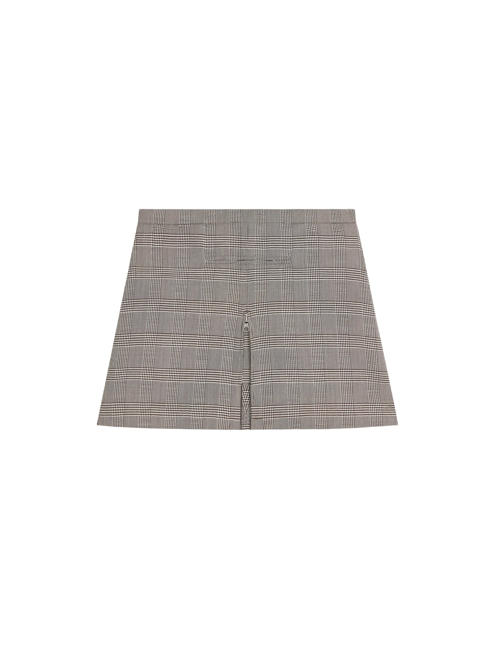 Tailored prince of wales wool mini Skirt - Sand & Mud Brown