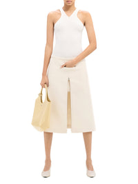 Tailored heritage crepe midi Skirt - Natural