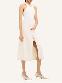 Tailored heritage crepe midi Skirt - Natural