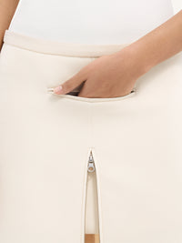 Tailored heritage crepe midi Skirt - Natural