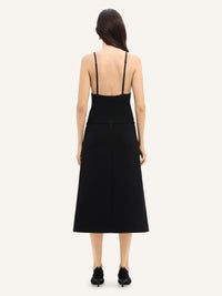 Tailored heritage crepe midi Skirt - Black