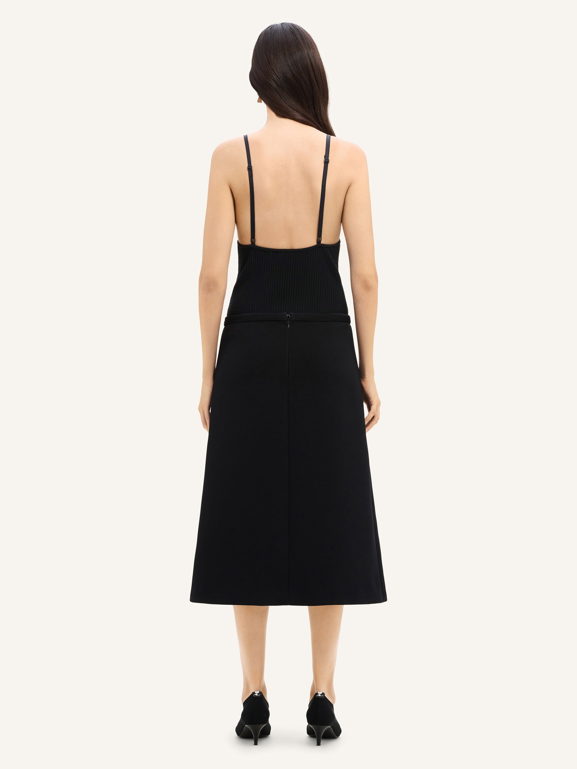 Tailored heritage crepe midi Skirt - Black