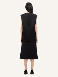 Tailored zipped satin midi Skirt - Black