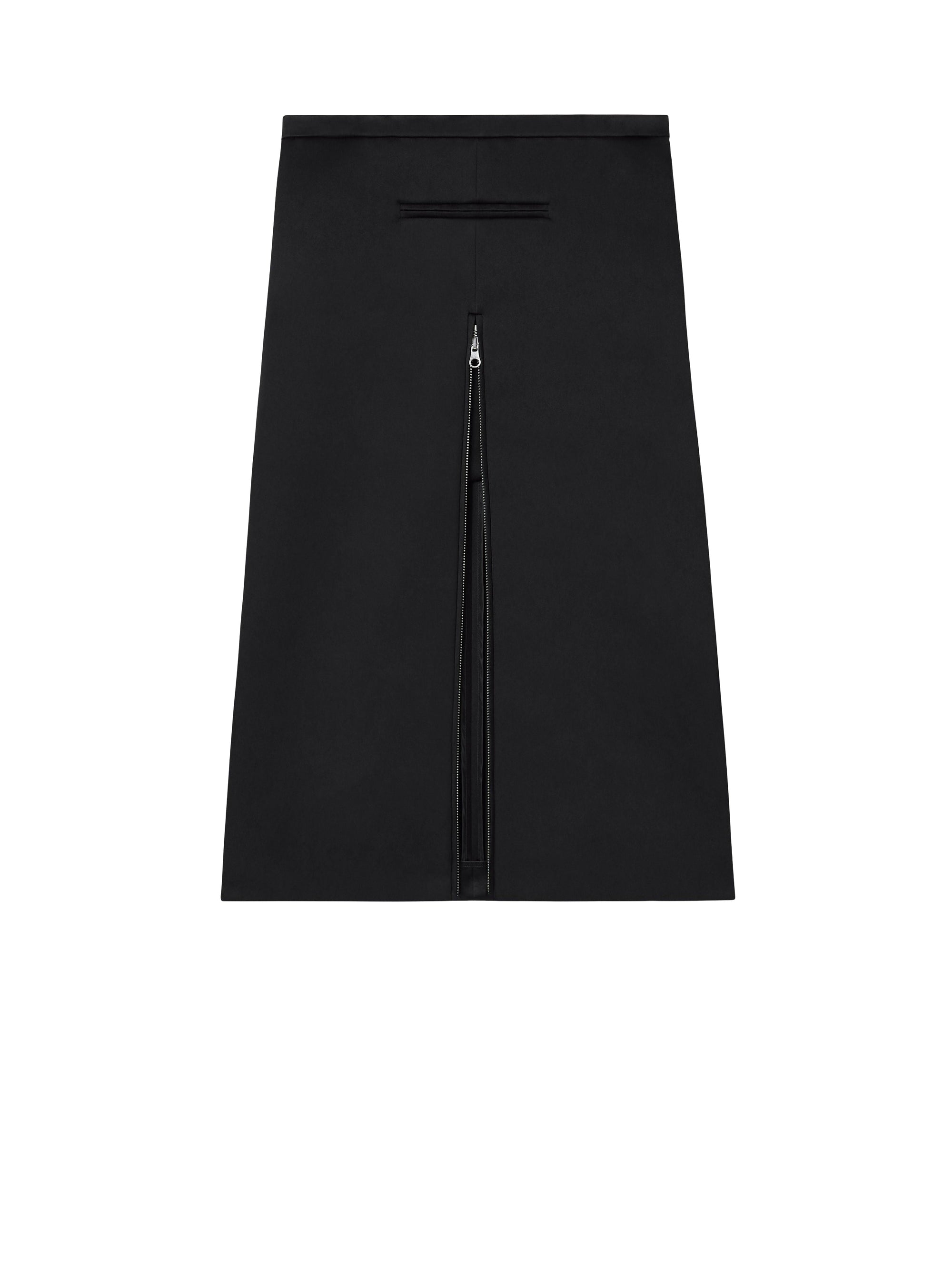 Tailored zipped satin midi Skirt - Black