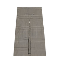 Zipped prince of wales midi Skirt - Sand & Mud Brown