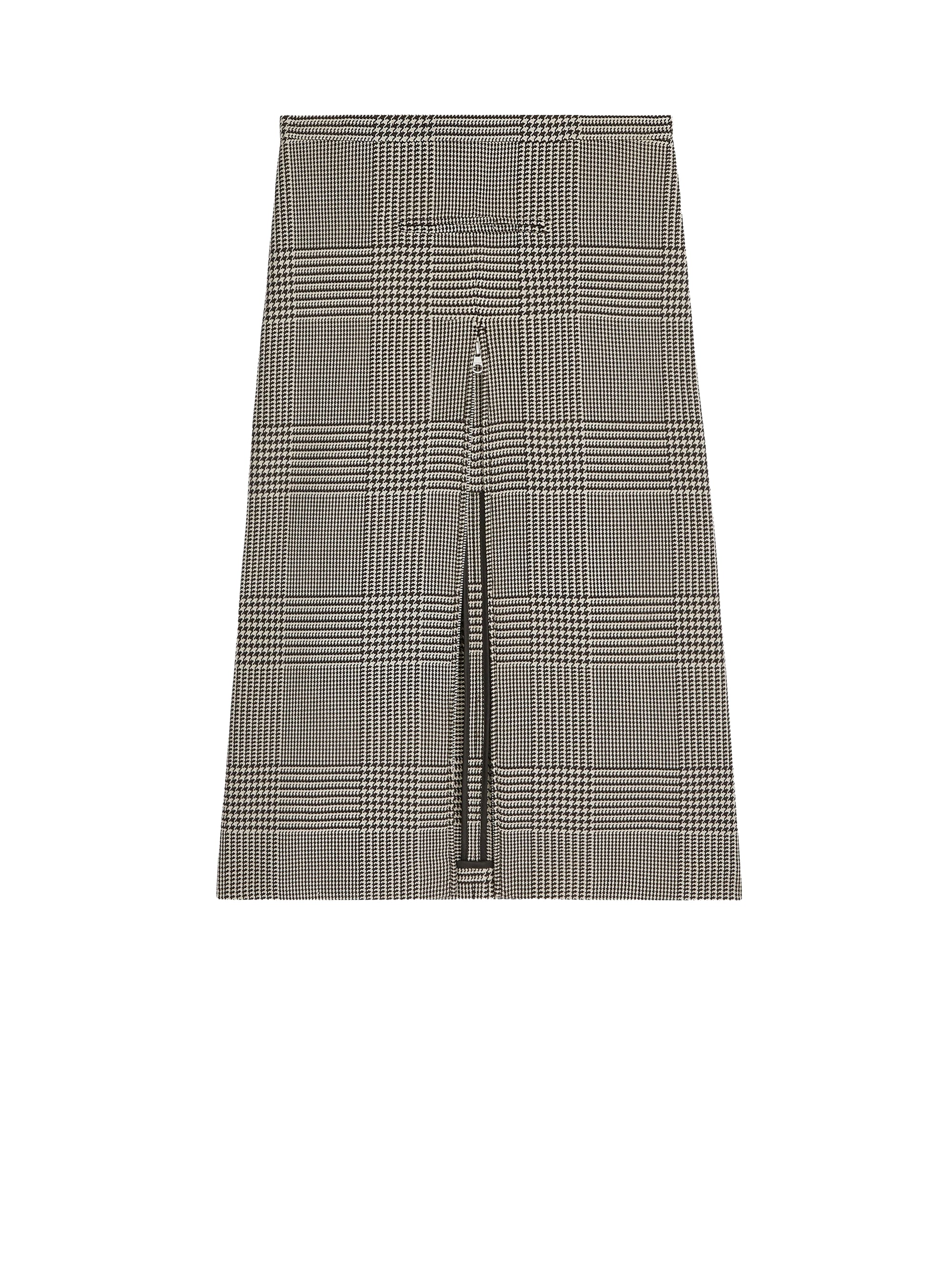 Zipped prince of wales midi Skirt - Sand & Mud Brown
