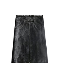Tailored zipped vinyl midi Skirt - Black