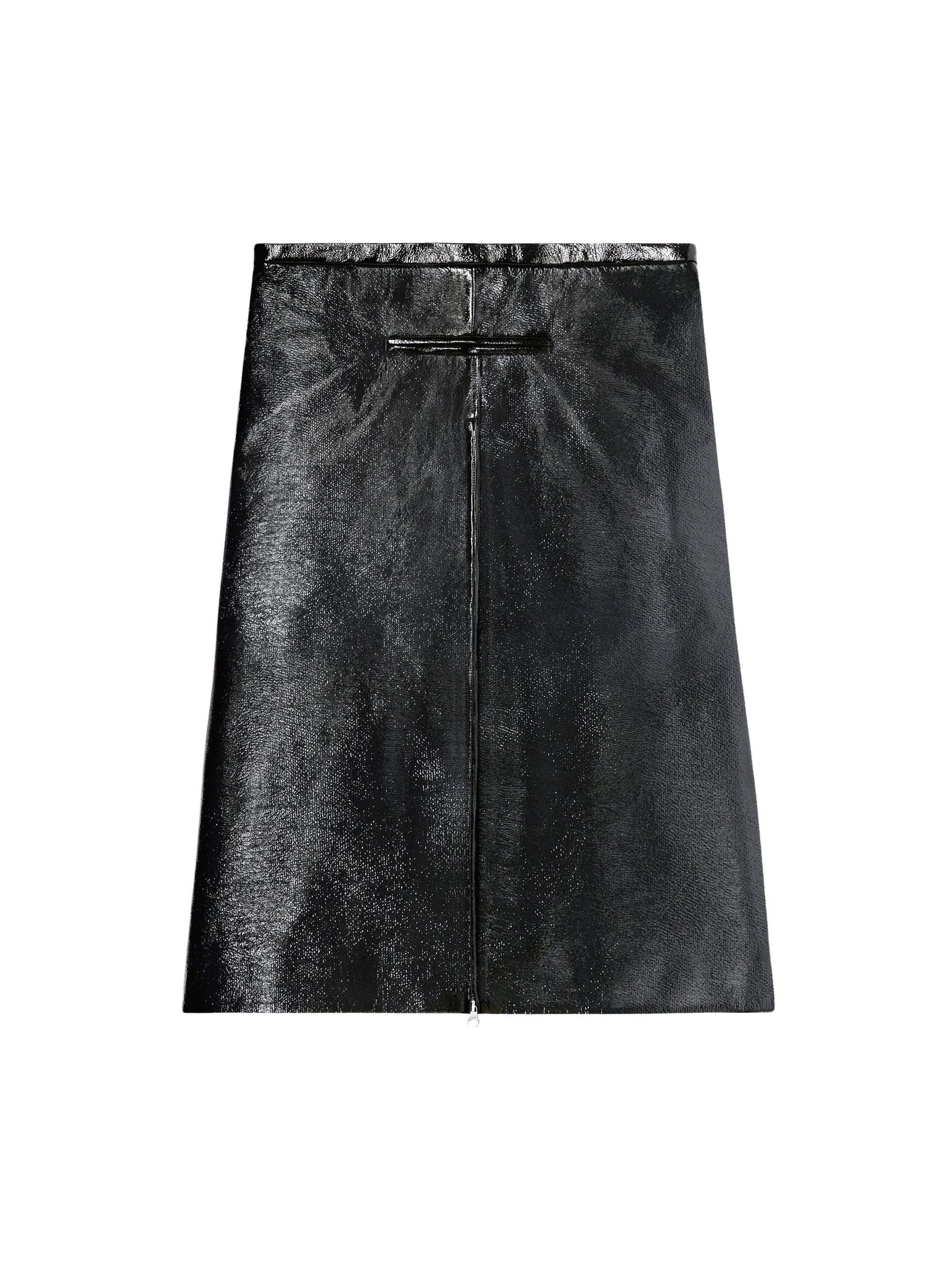 Tailored zipped vinyl midi Skirt - Black