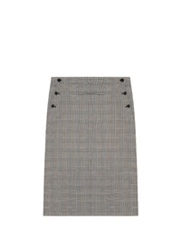Single front pocket prince of wales wool Skirt - Sand & Mud Brown