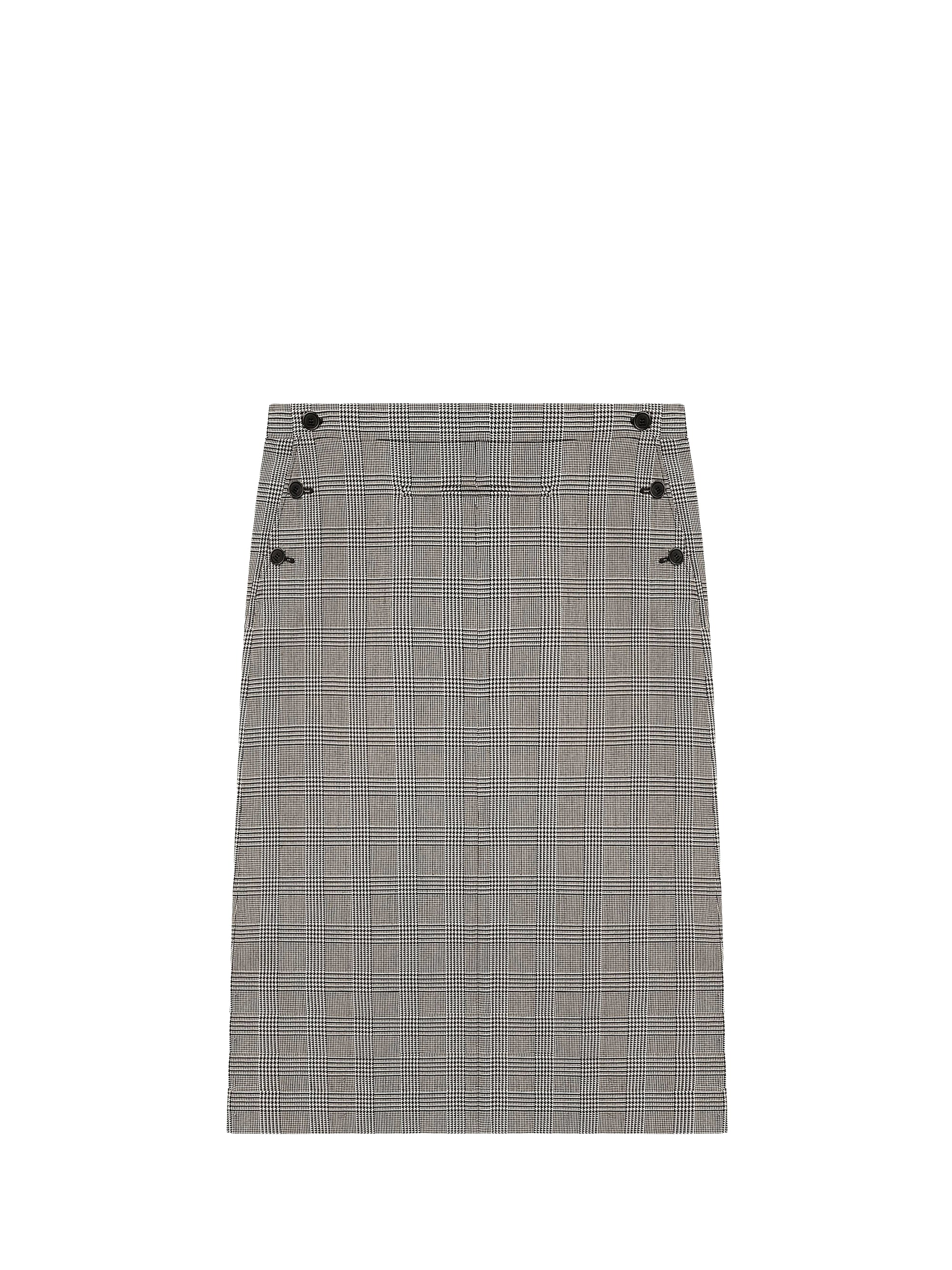 Single front pocket prince of wales wool Skirt - Sand & Mud Brown