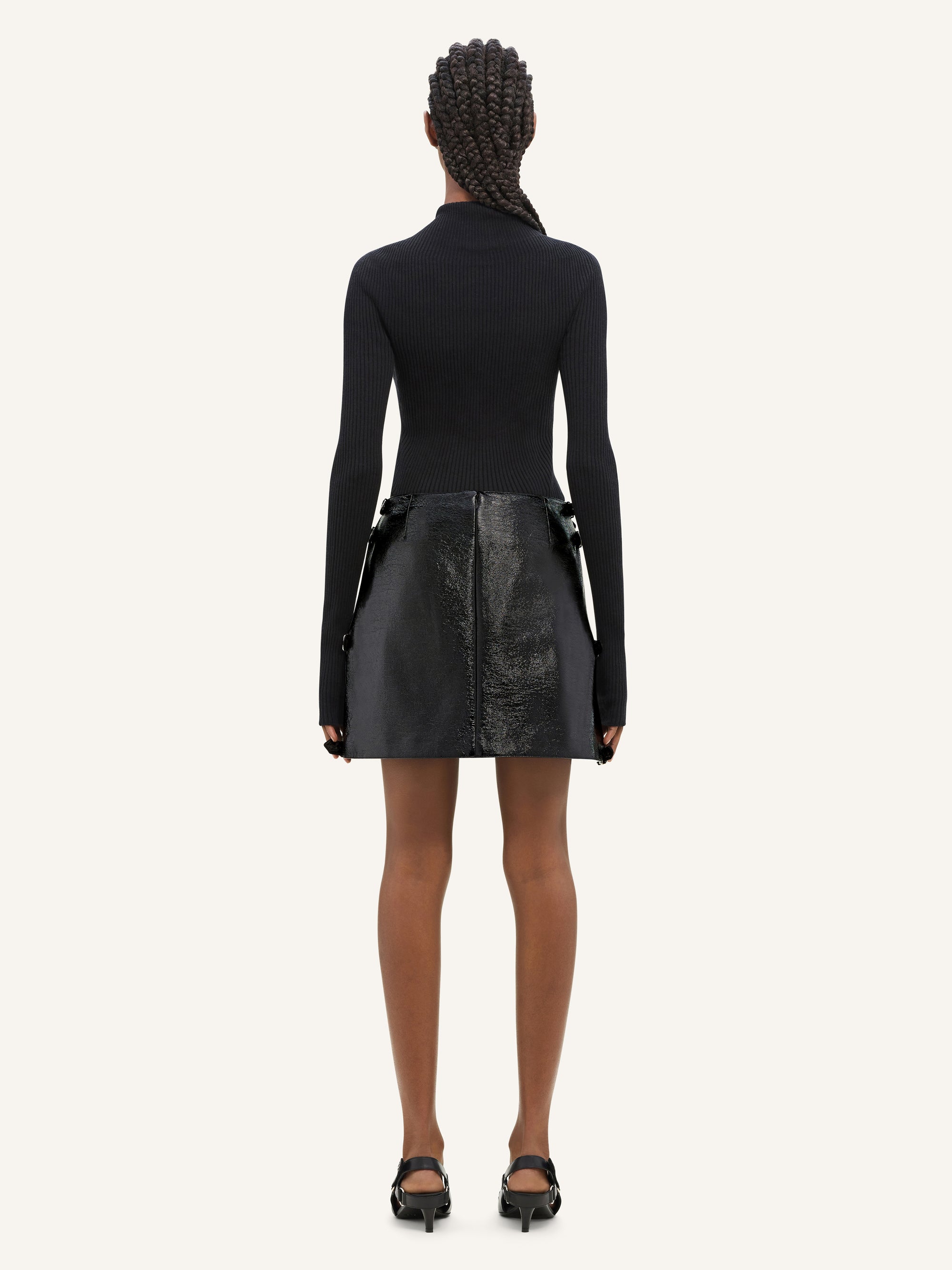 Multi sangle vinyl mini Skirt - Black