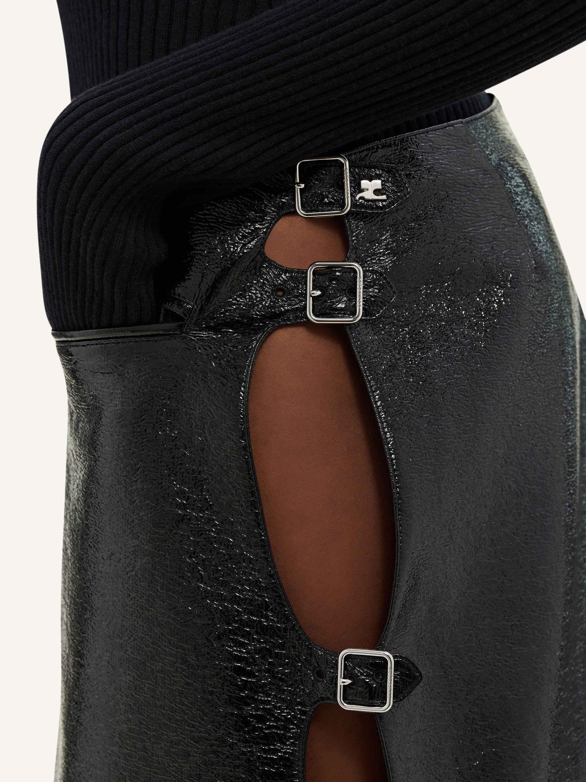 Multi sangle vinyl mini Skirt - Black
