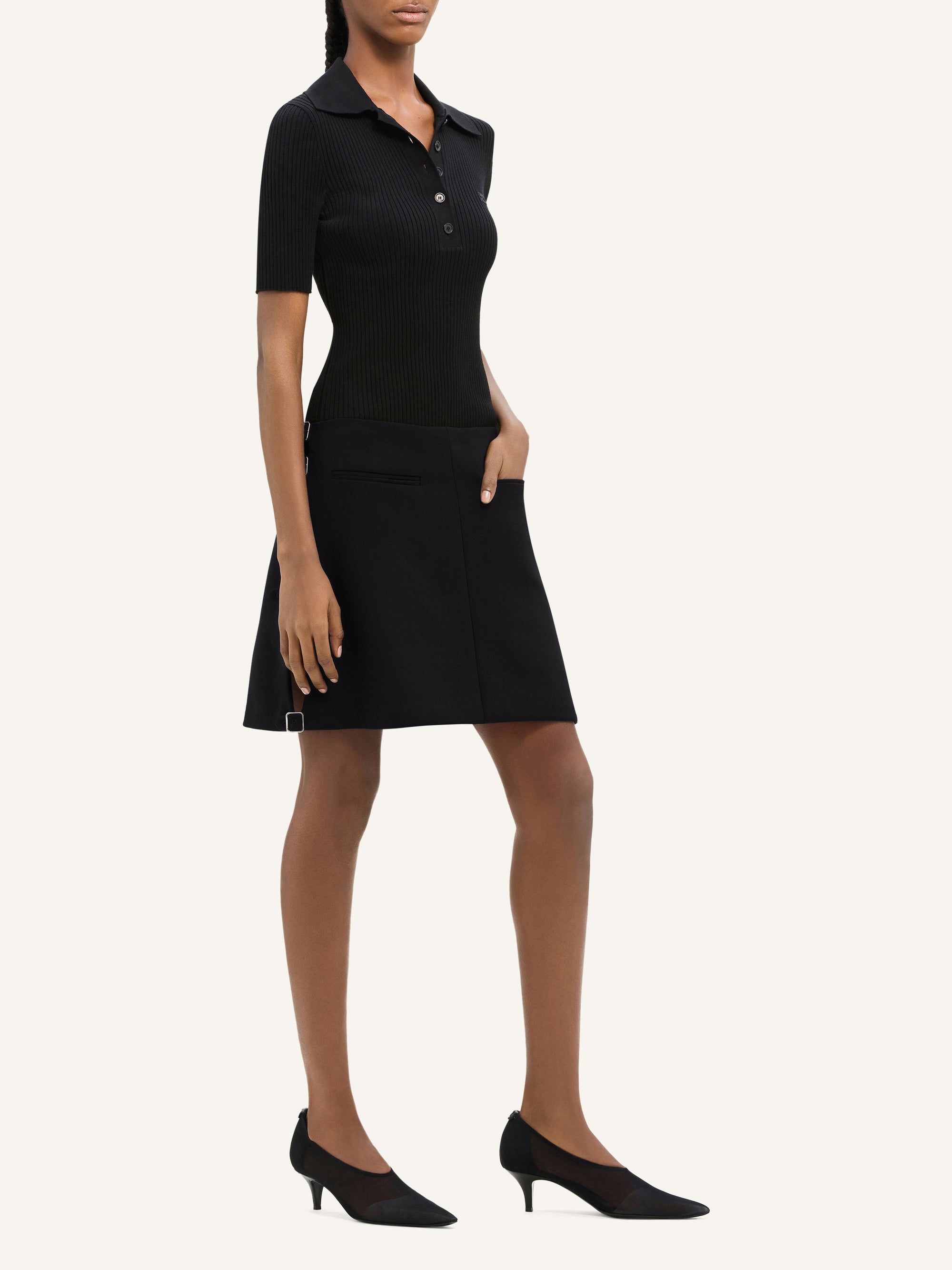 Multi sangle wool mini Skirt - Black