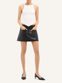2-pocket vinyl mini Skirt - Black