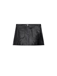 2-pocket vinyl mini Skirt - Black