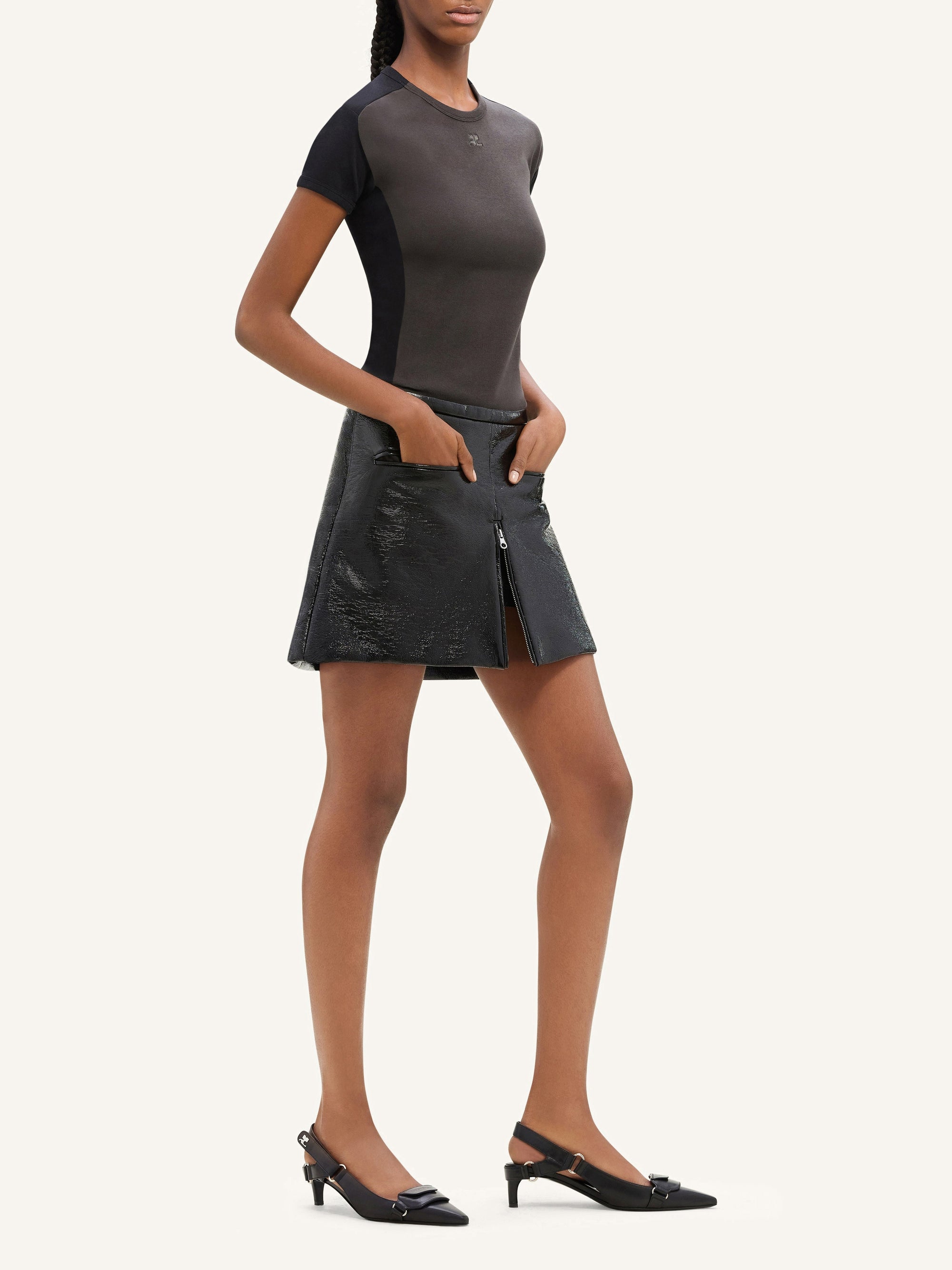 Heritage vinyl mini Skirt - Black
