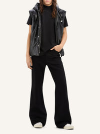 Sleeveless vinyl puffer Jacket - Black