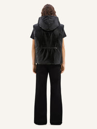 Sleeveless vinyl puffer Jacket - Black