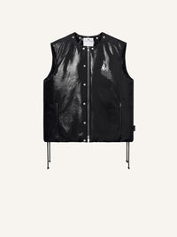 Sleeveless vinyl puffer Jacket - Black