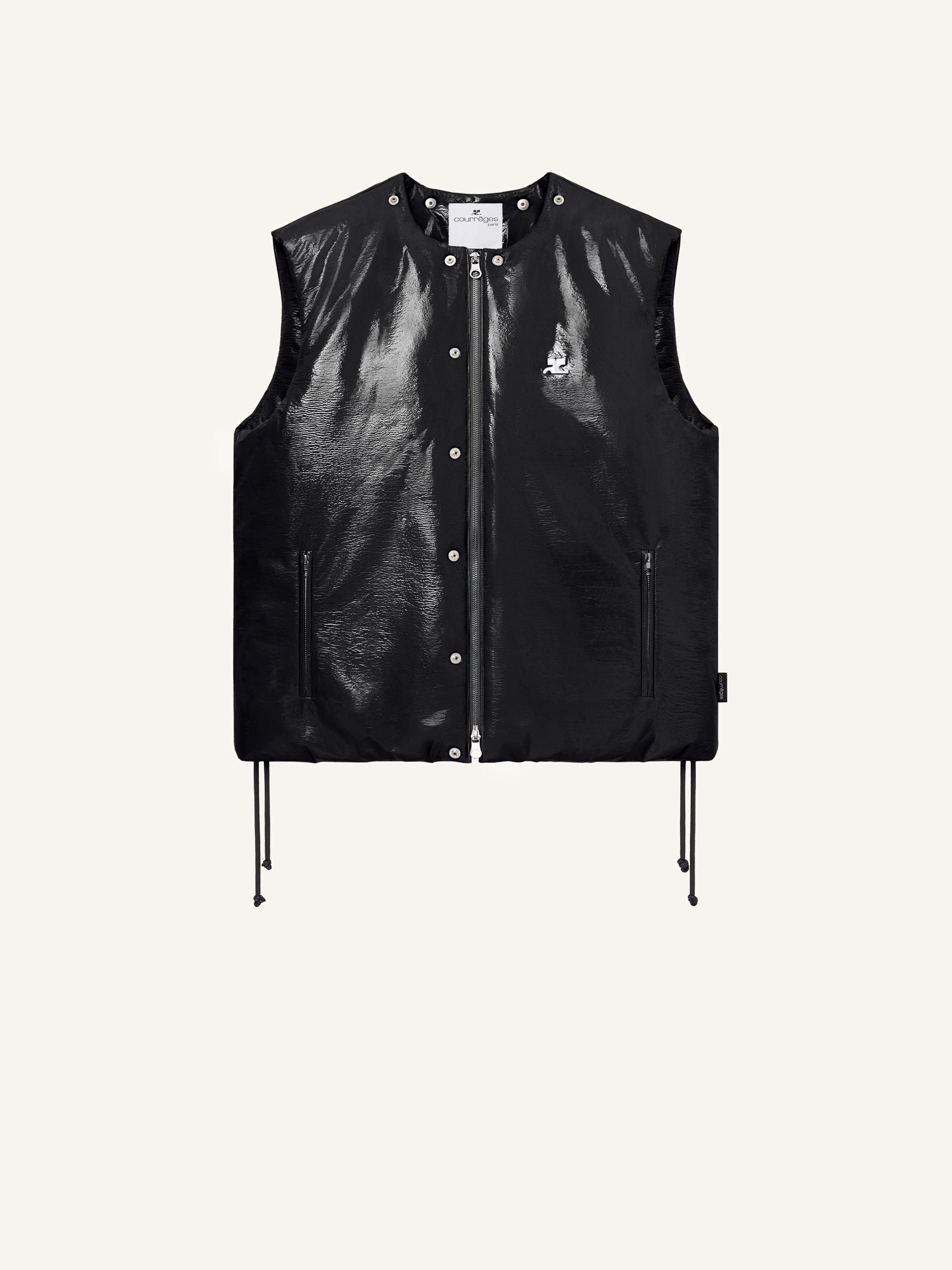 Sleeveless vinyl puffer Jacket - Black