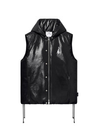 Sleeveless vinyl puffer Jacket - Black