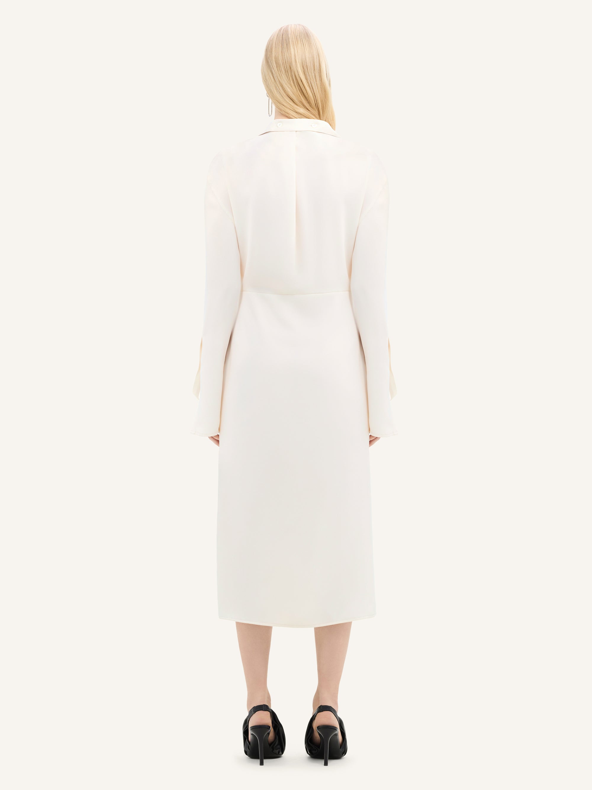 Modular crepe shirt Dress - Natural