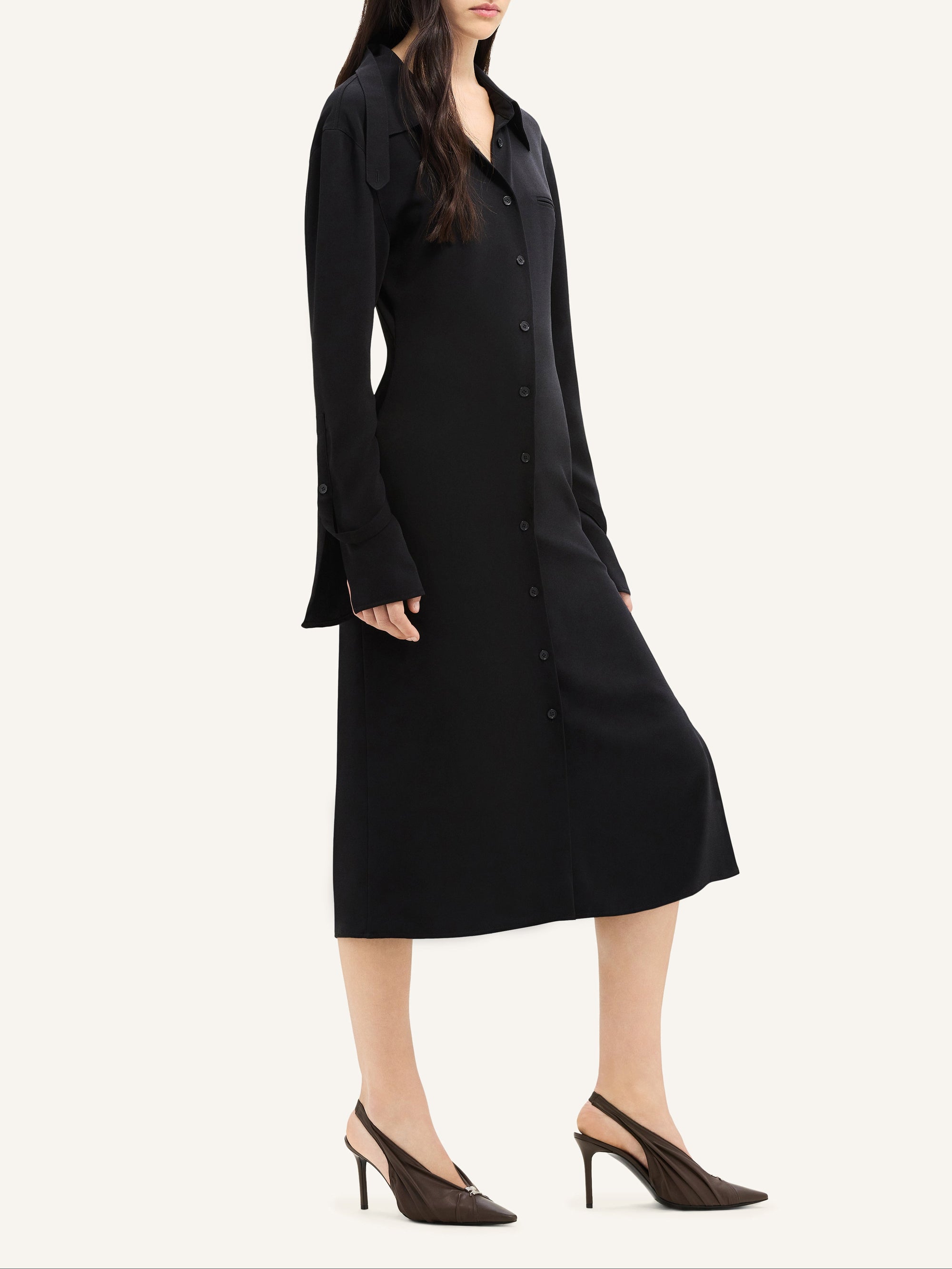 Modular crepe shirt Dress - Black
