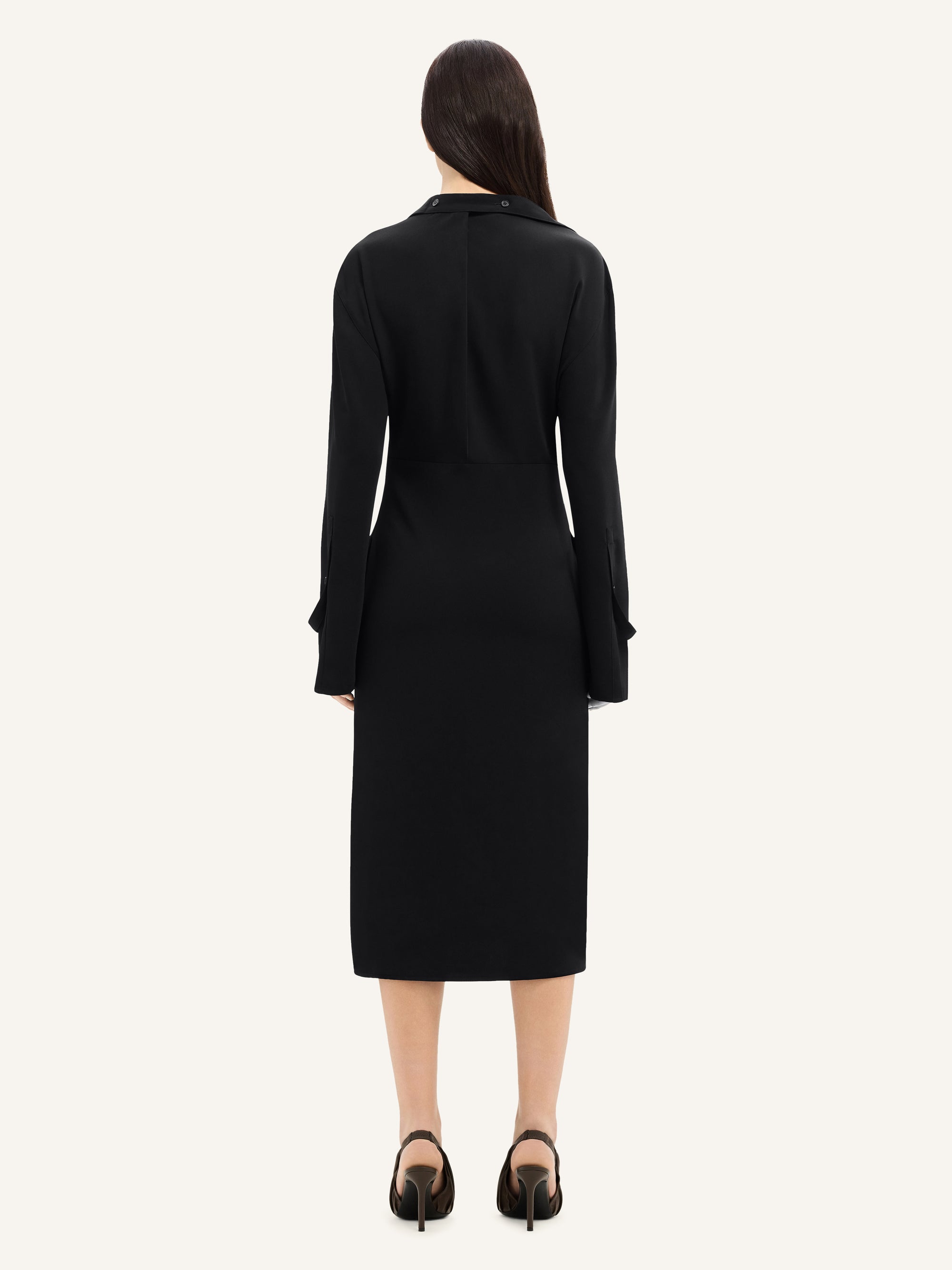 Modular crepe shirt Dress - Black