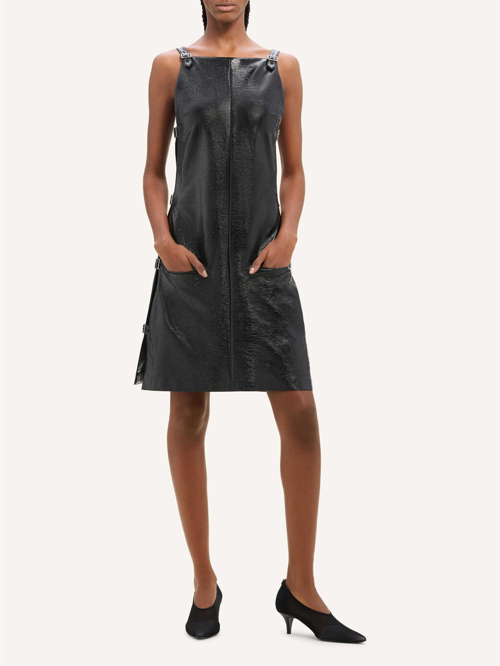 Multi sangle vinyl Dress - Black