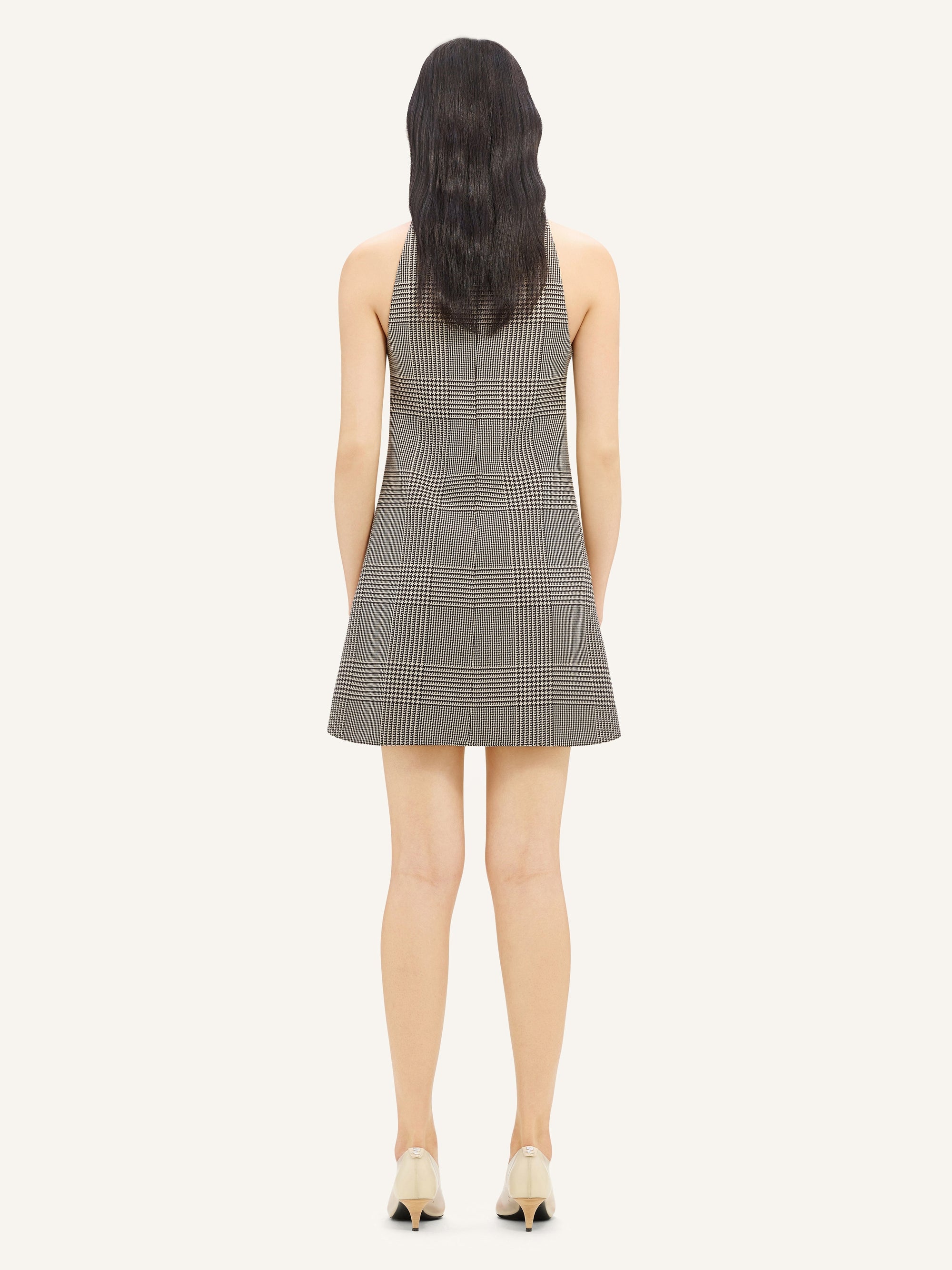 Sleeveless prince of wales Dress - Sand & Mud Brown