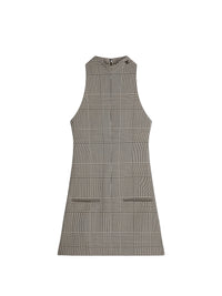 Sleeveless prince of wales a-line wool Dress - Sand & Mud Brown