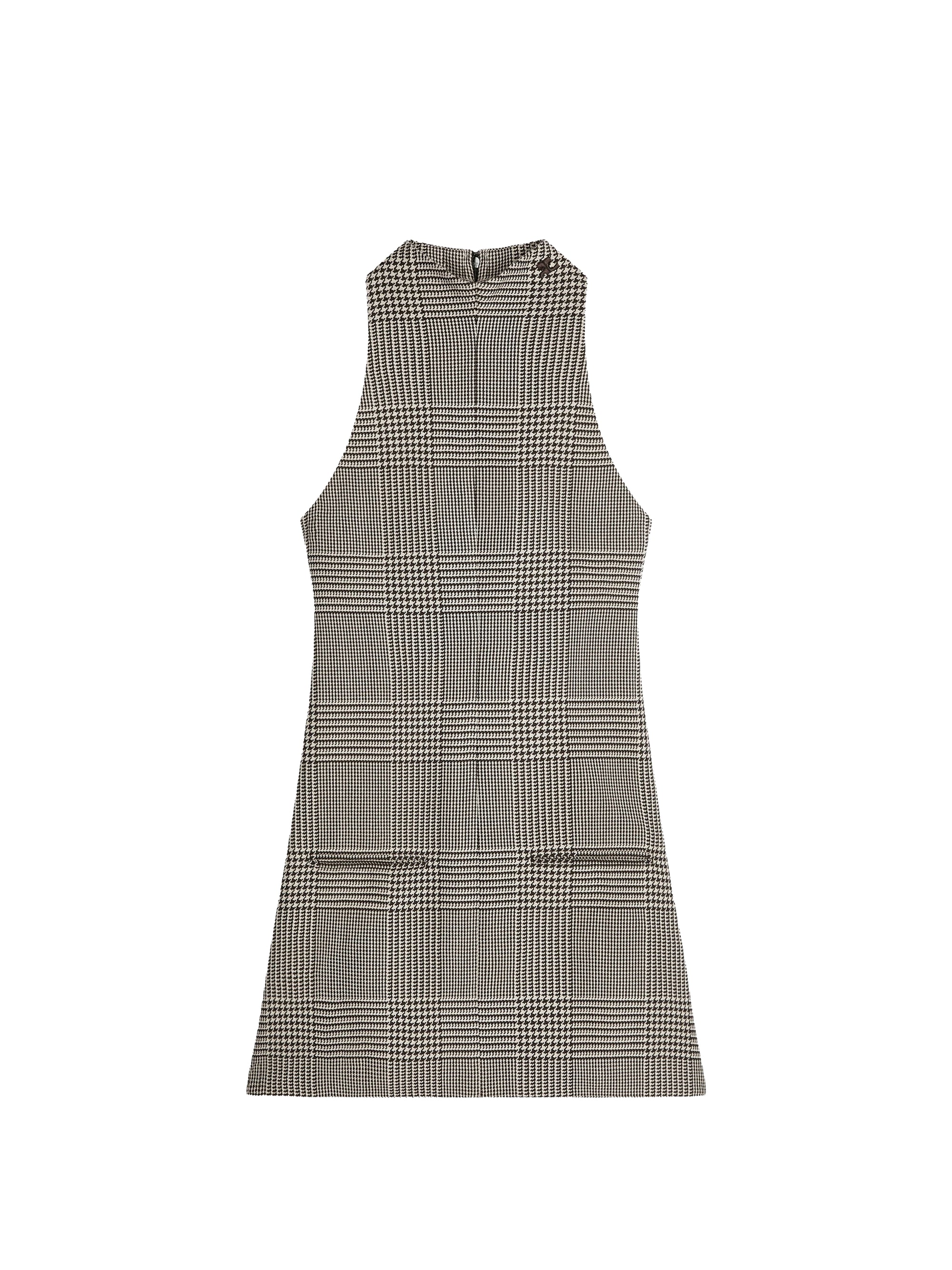 Sleeveless prince of wales Dress - Sand & Mud Brown