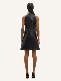Sleeveless vinyl a-line Dress - Black