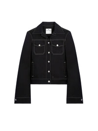 Topstitched denim trucker Jacket - Black & White