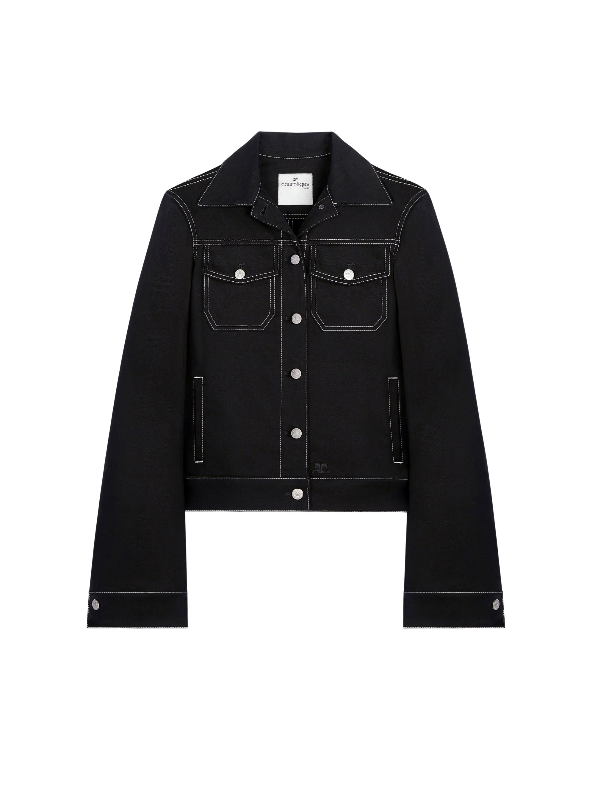 Topstitched denim trucker Jacket - Black