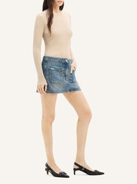 2-pocket denim mini Skirt - Vintage Medium Blue