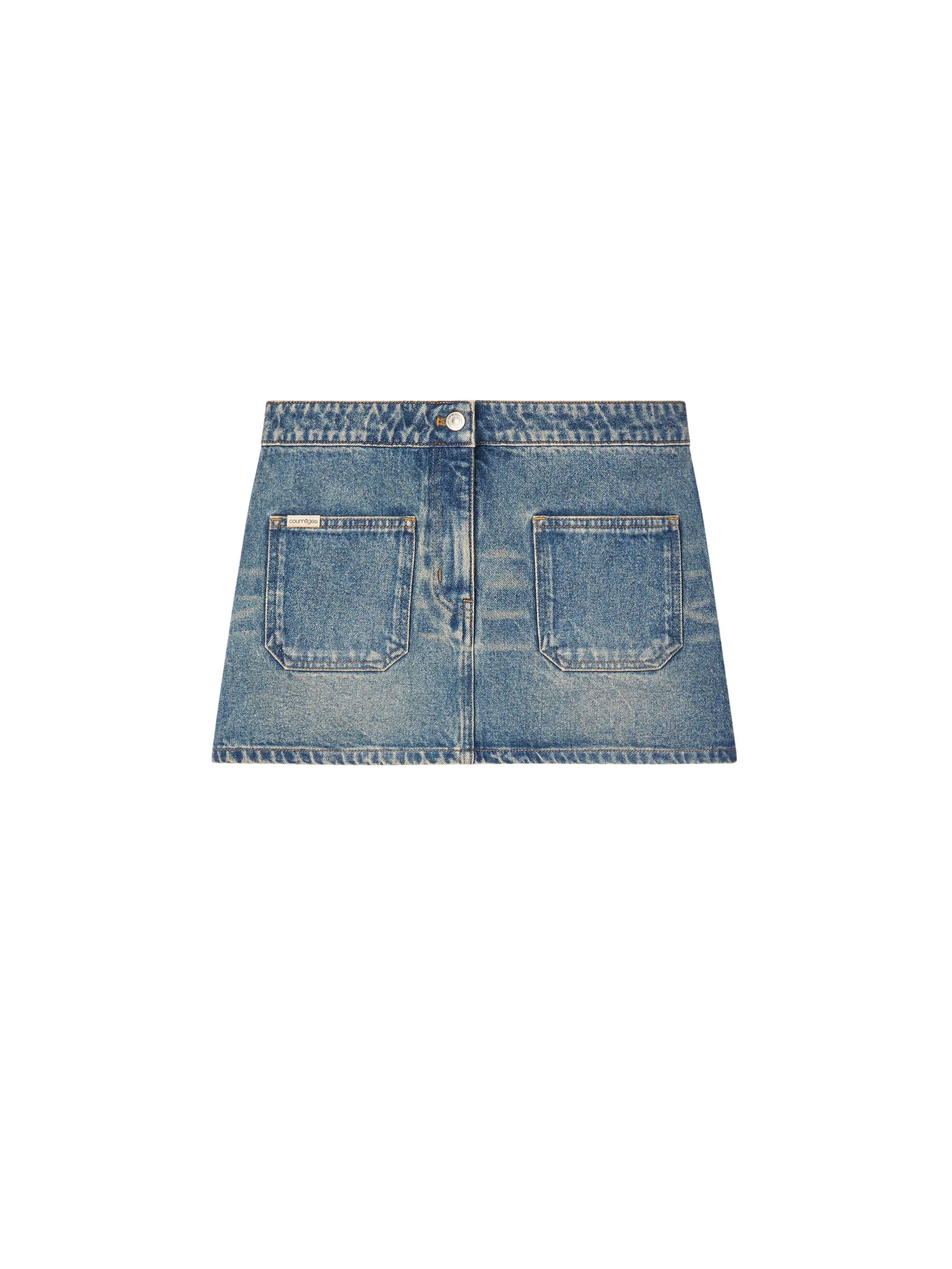 2-pocket denim mini Skirt - Vintage Medium Blue