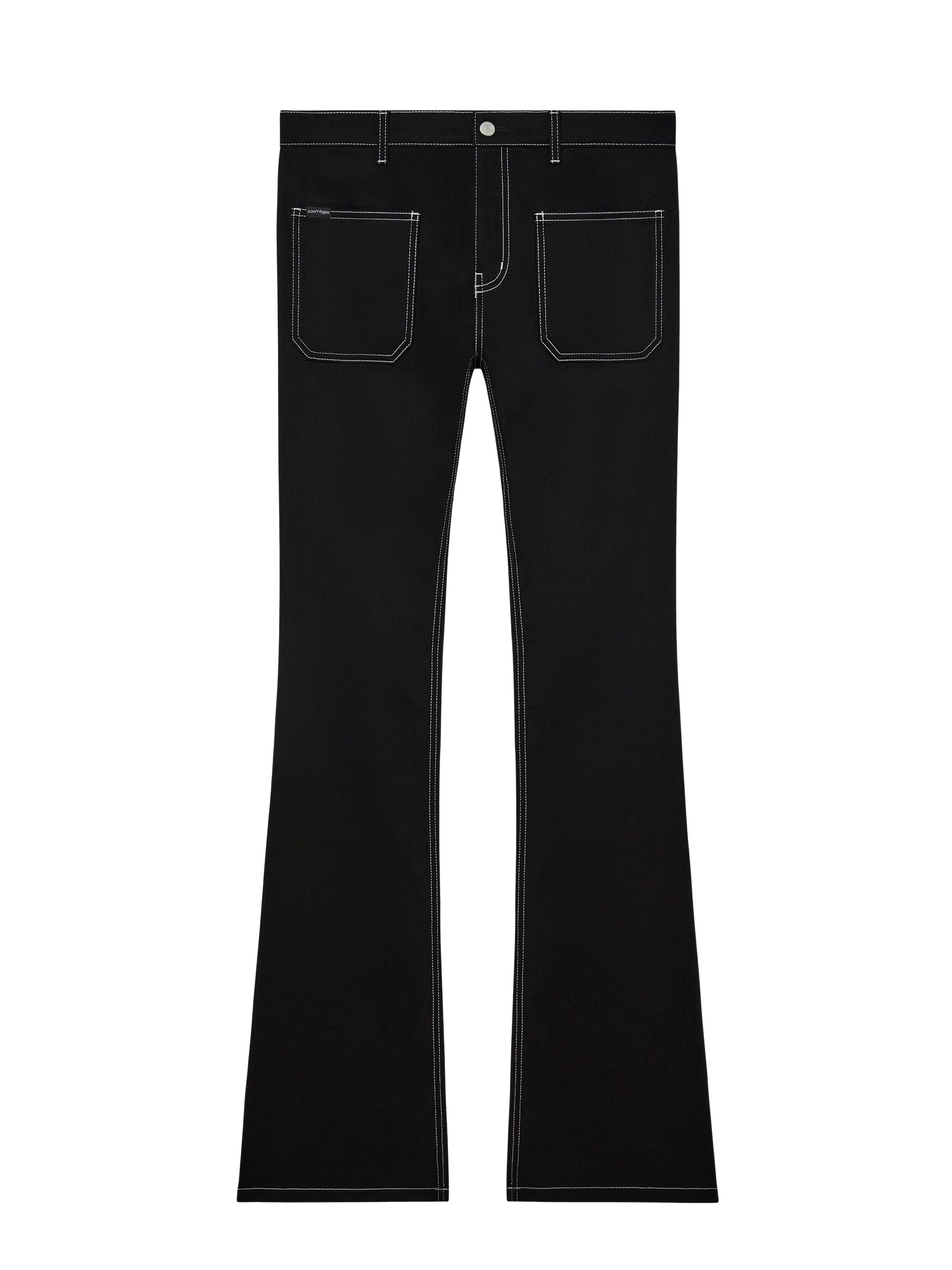 2-pocket topstitched denim Pant - Black & White