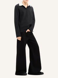 Single front pocket denim baggy Pant - Black