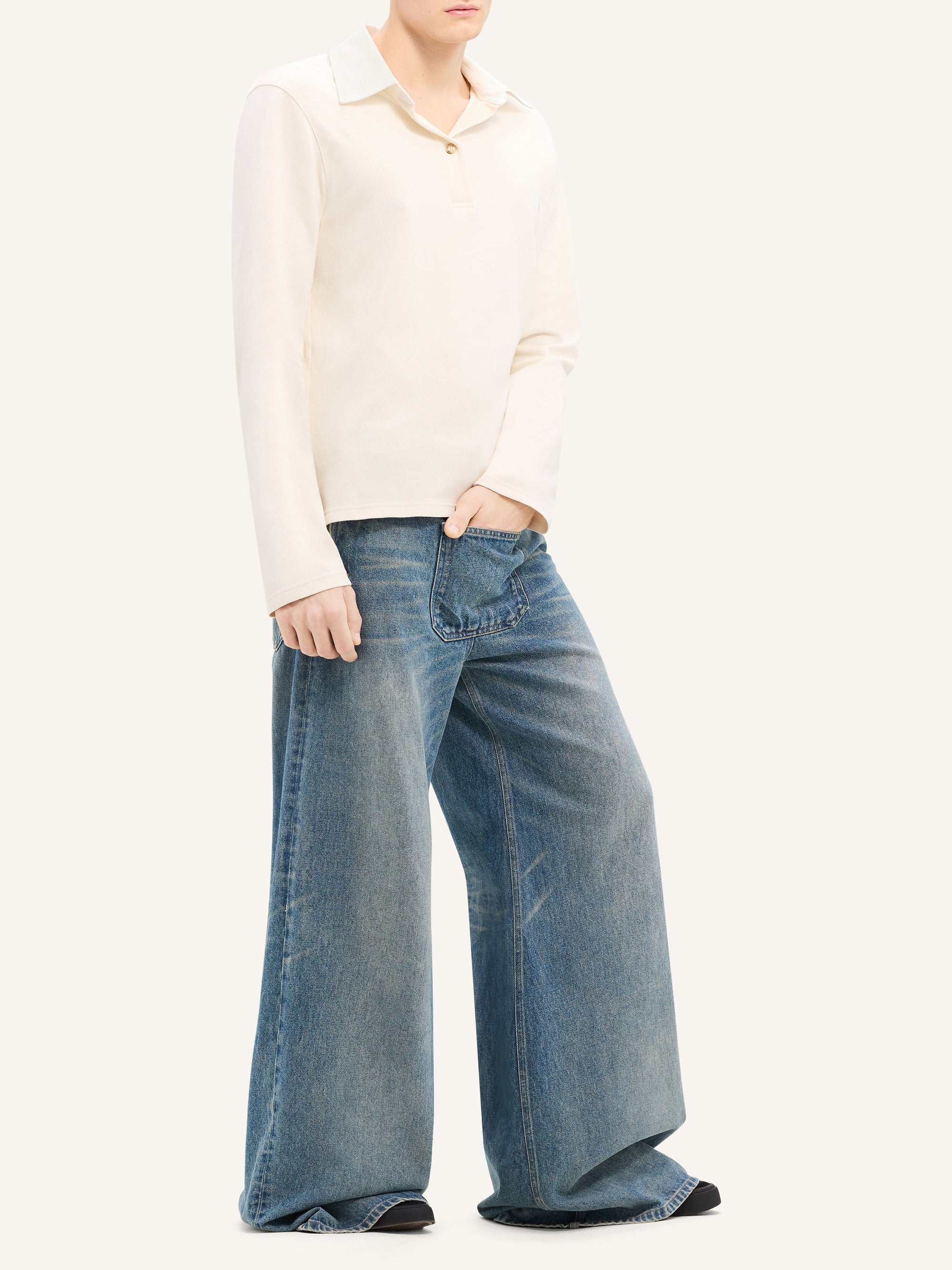 One pocket denim baggy Pant - Vintage Medium Blue